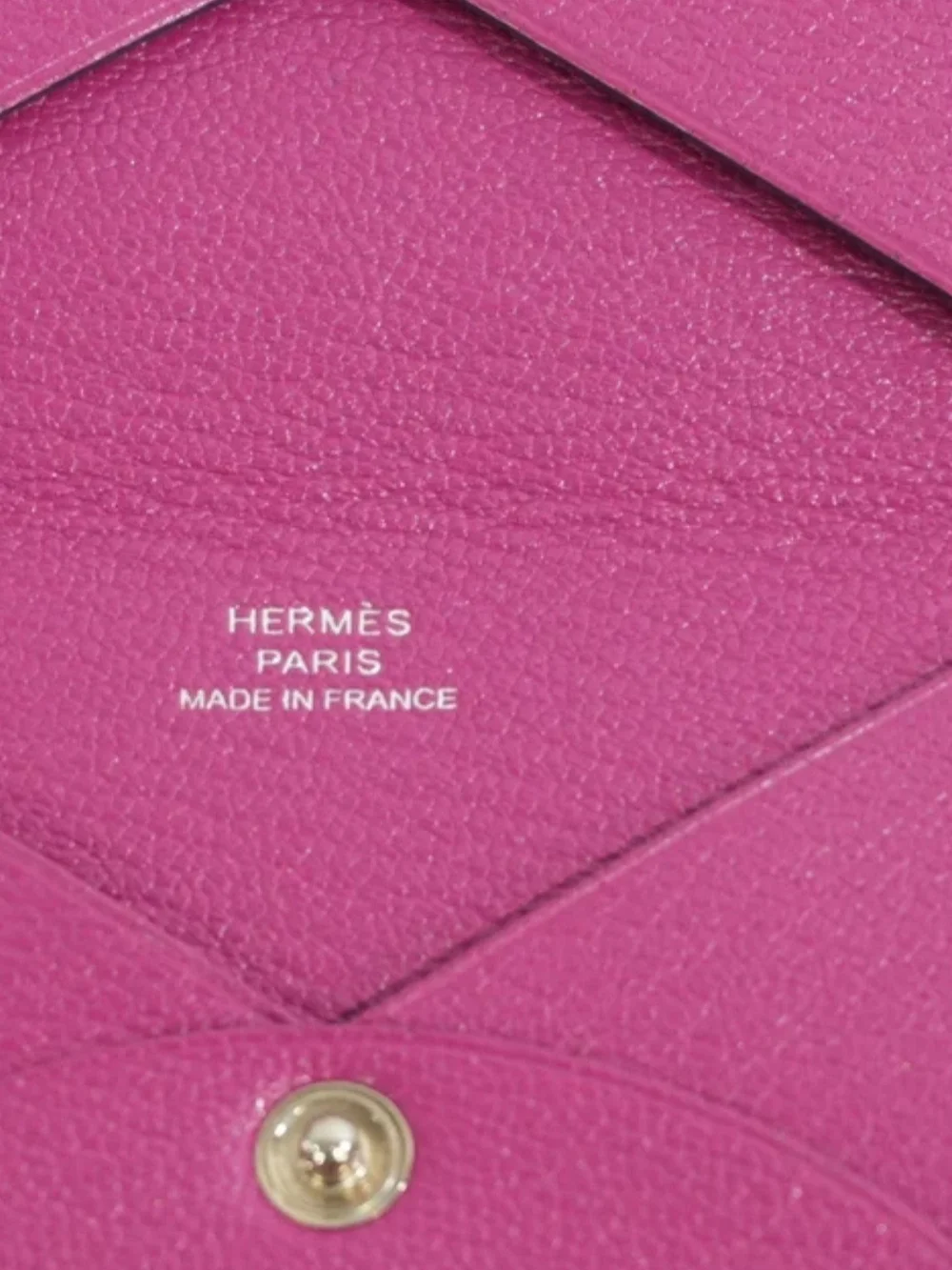 Hermes Pink Leather Calvi Card Case.